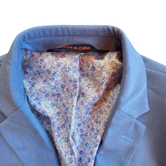 Egara Skinny Fit Suit Separates Jacket Sky Blue Paisley Liner - Picture 2 of 8